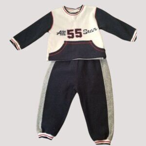 VINTAGE Tuti Fruiti Navy and White Fleece ALL STAR Jogging Set Boys 24 months